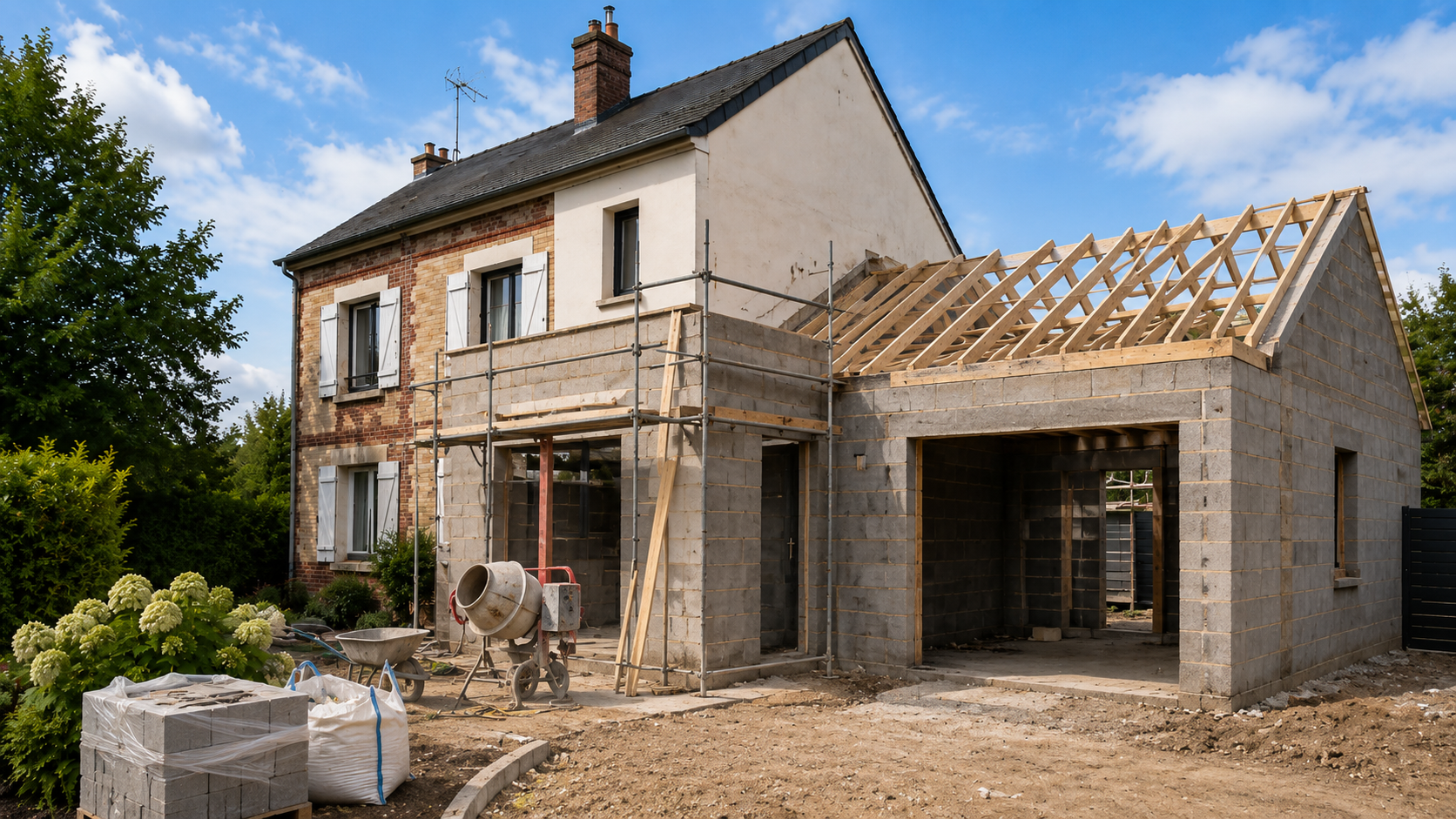 Extension contemporaine avec garage accolé - Évreux